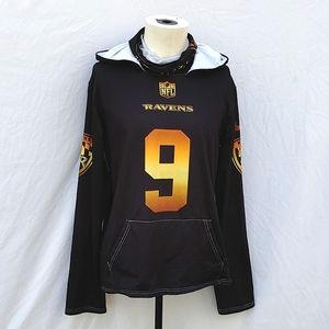 Men's black Baltimore Ravens Hoodie, built in face mask, Courtney 9, Sz M